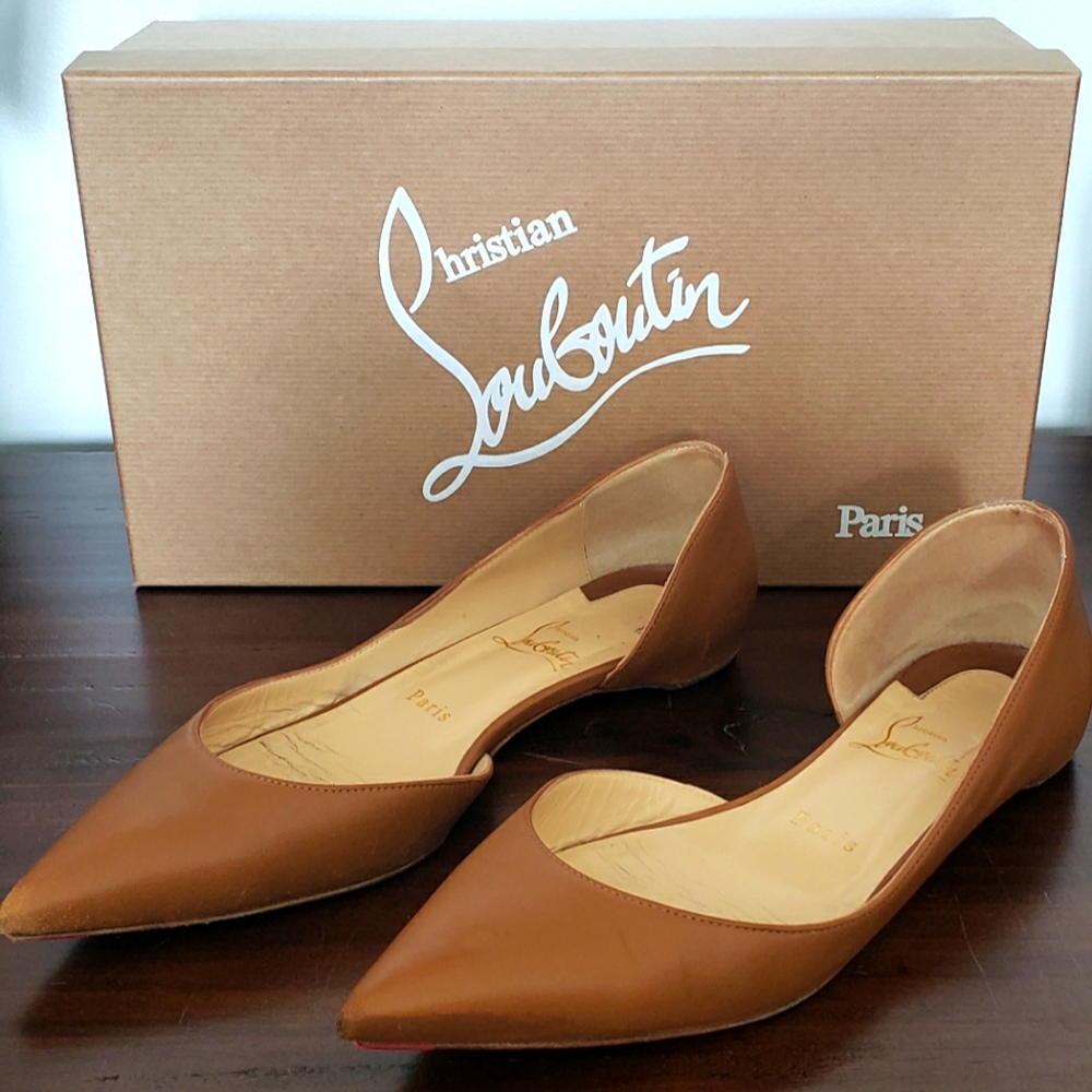 Christian Louboutin Iriza Flat Nappa Size 38.5 Caramel